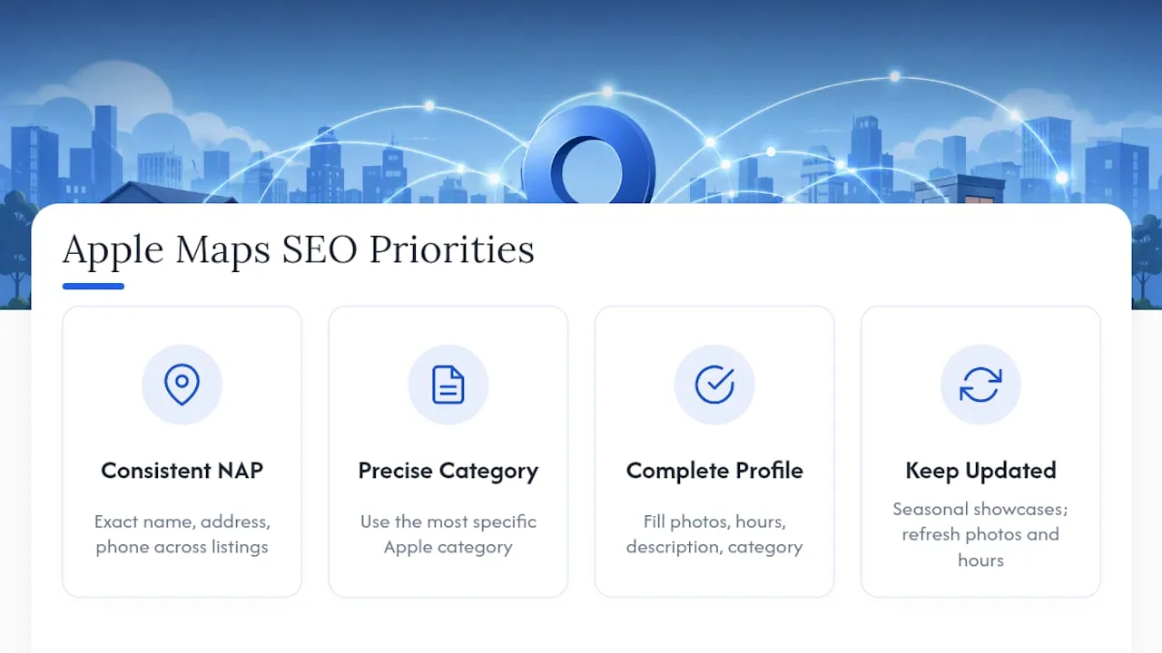Four Apple Maps listing optimization priorities