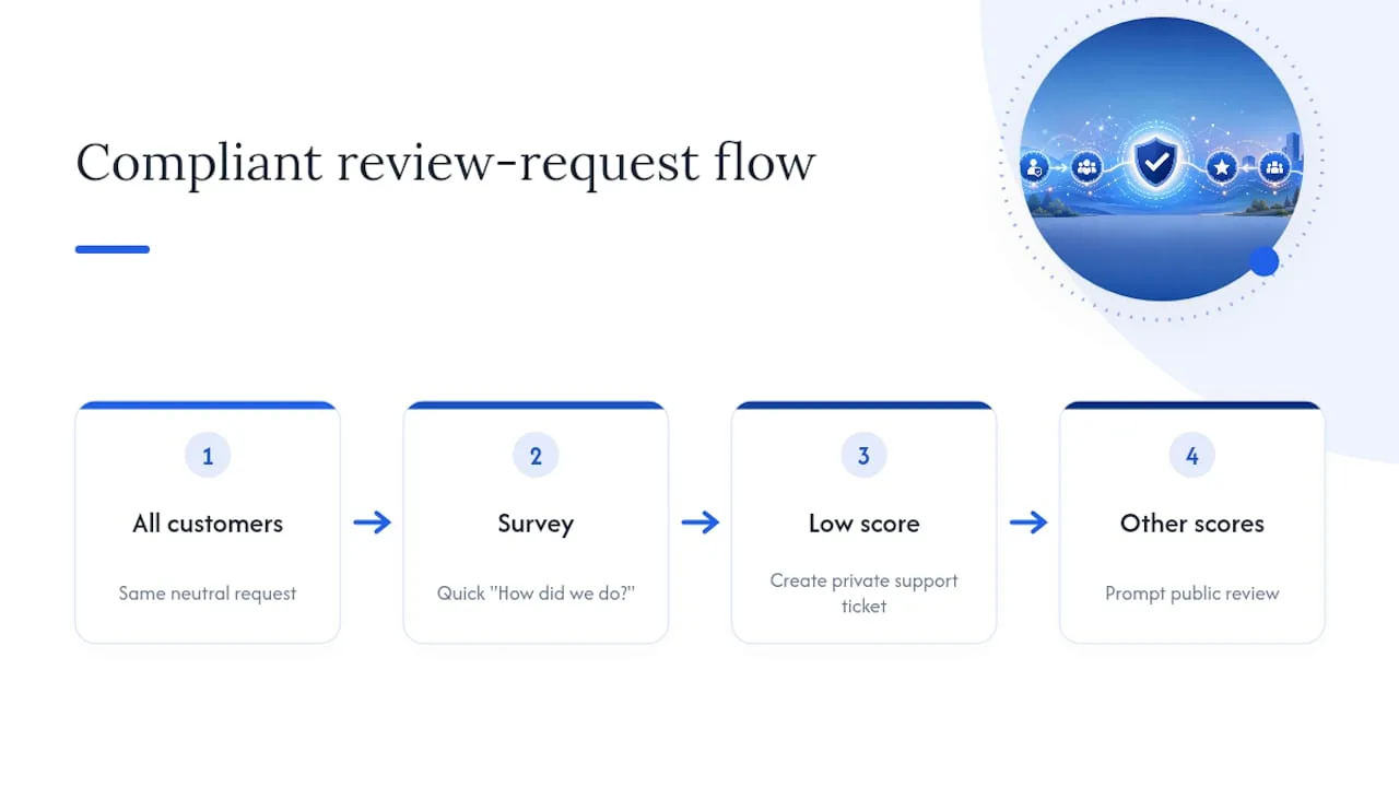 Compliant review request routing flow