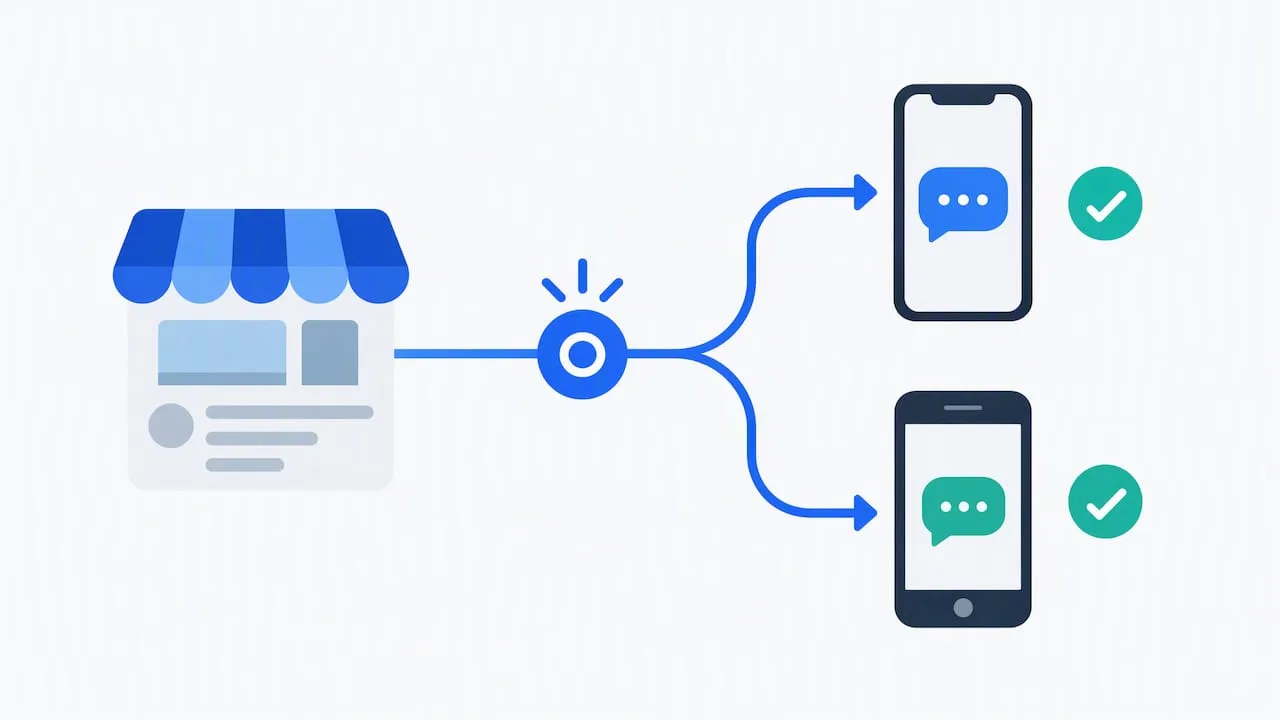 Two phones verifying profile messaging links