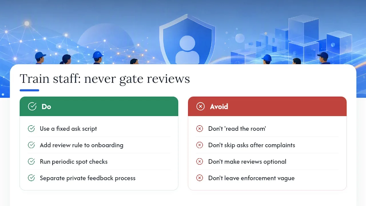 How Do You Train Staff to Never Gate Reviews? — overview diagram