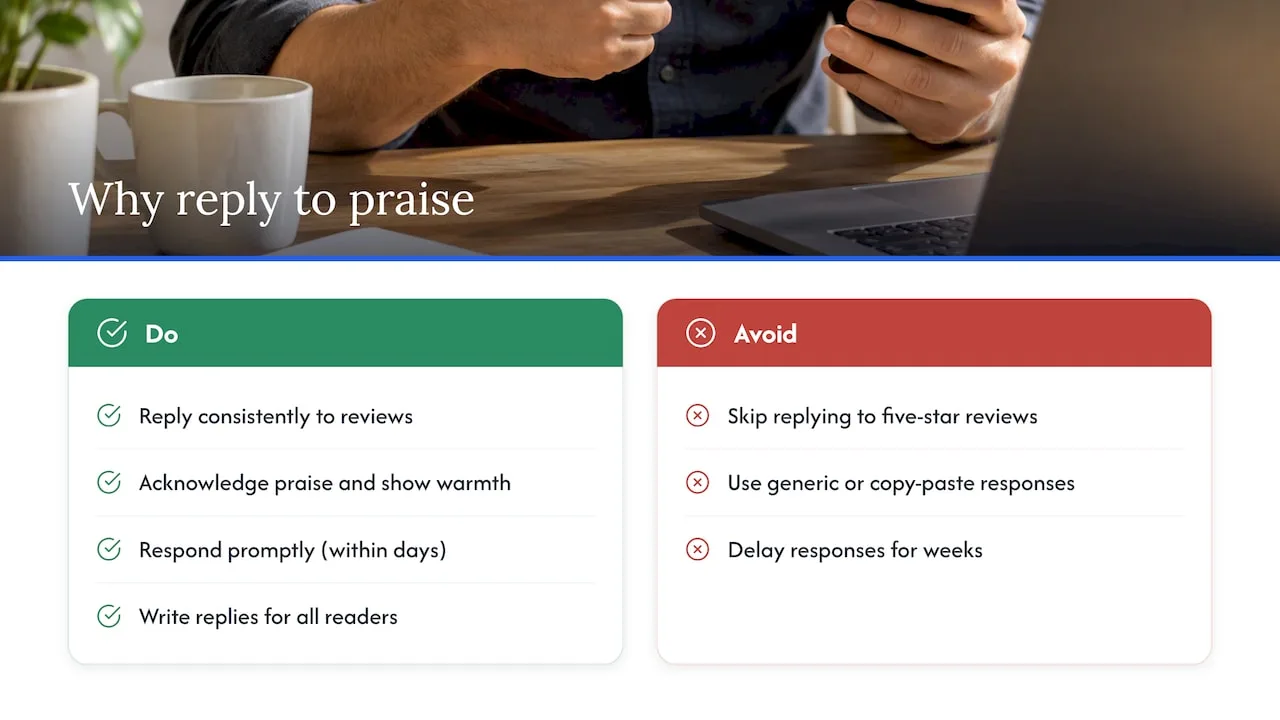Why replying to positive reviews matters — overview diagram