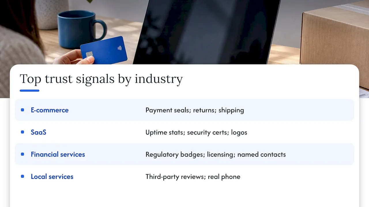 Trust signals compared across four industries